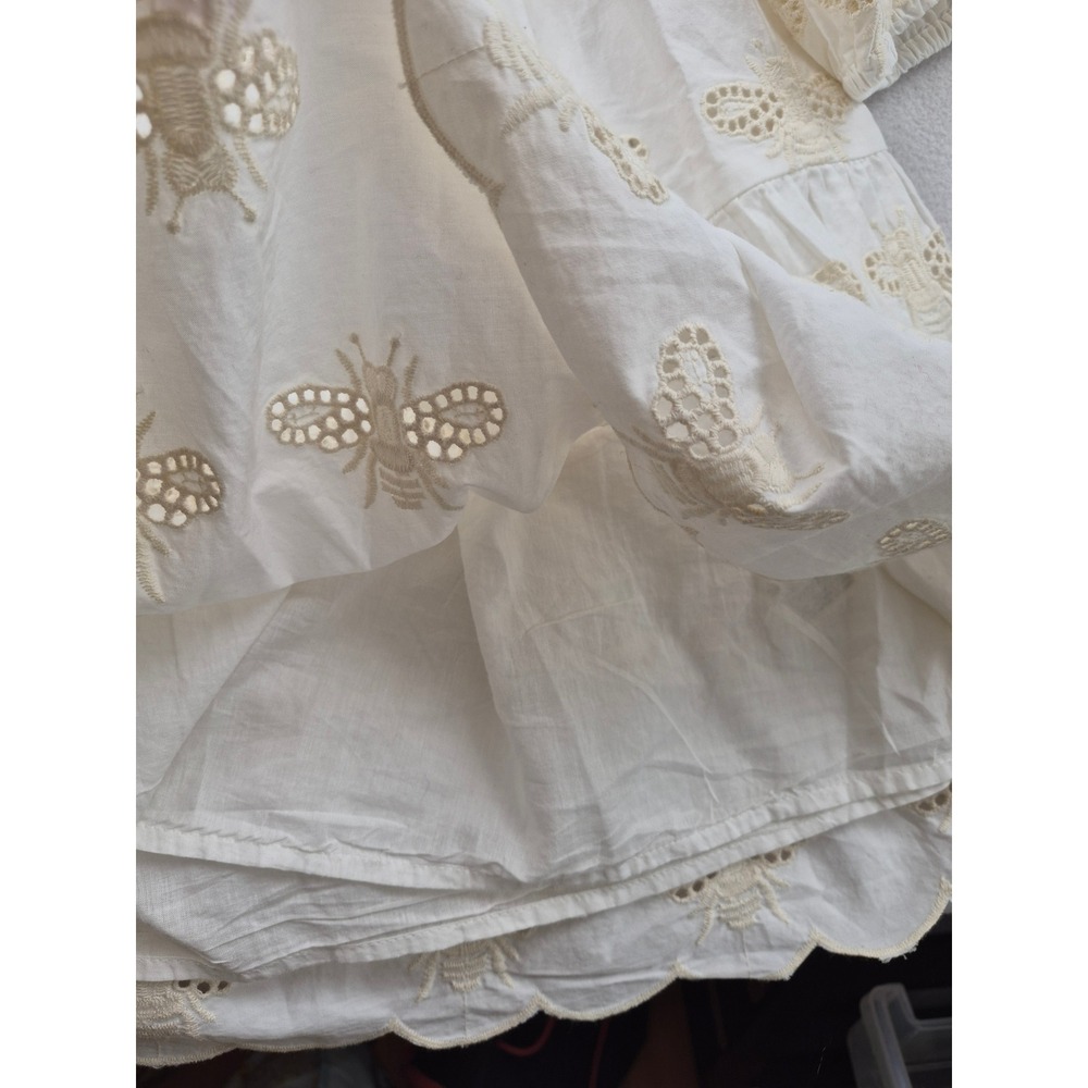 Anthropologie The Bettina Tiered Mini Shirt Dress Embroidered Bee Edition Large - Picture 12 of 16